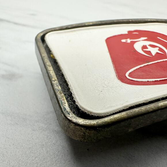 Vintage Shriners Fez Belt Buckle Red White Insert Masonic ✨ - Picture 5 of 10